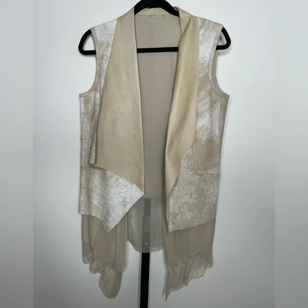 Elie Tahari Betsy Distressed Leather & Silk Vest - Luxury Meets Edgy Elegance